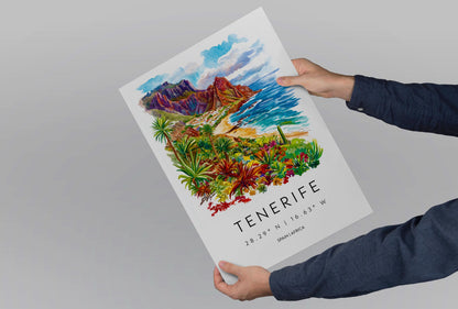 Tenerife Watercolor Poster Wall Art Tenerife Wall Hanging Home Décor Tenerife Gift Art Lovers Spain Wall Art