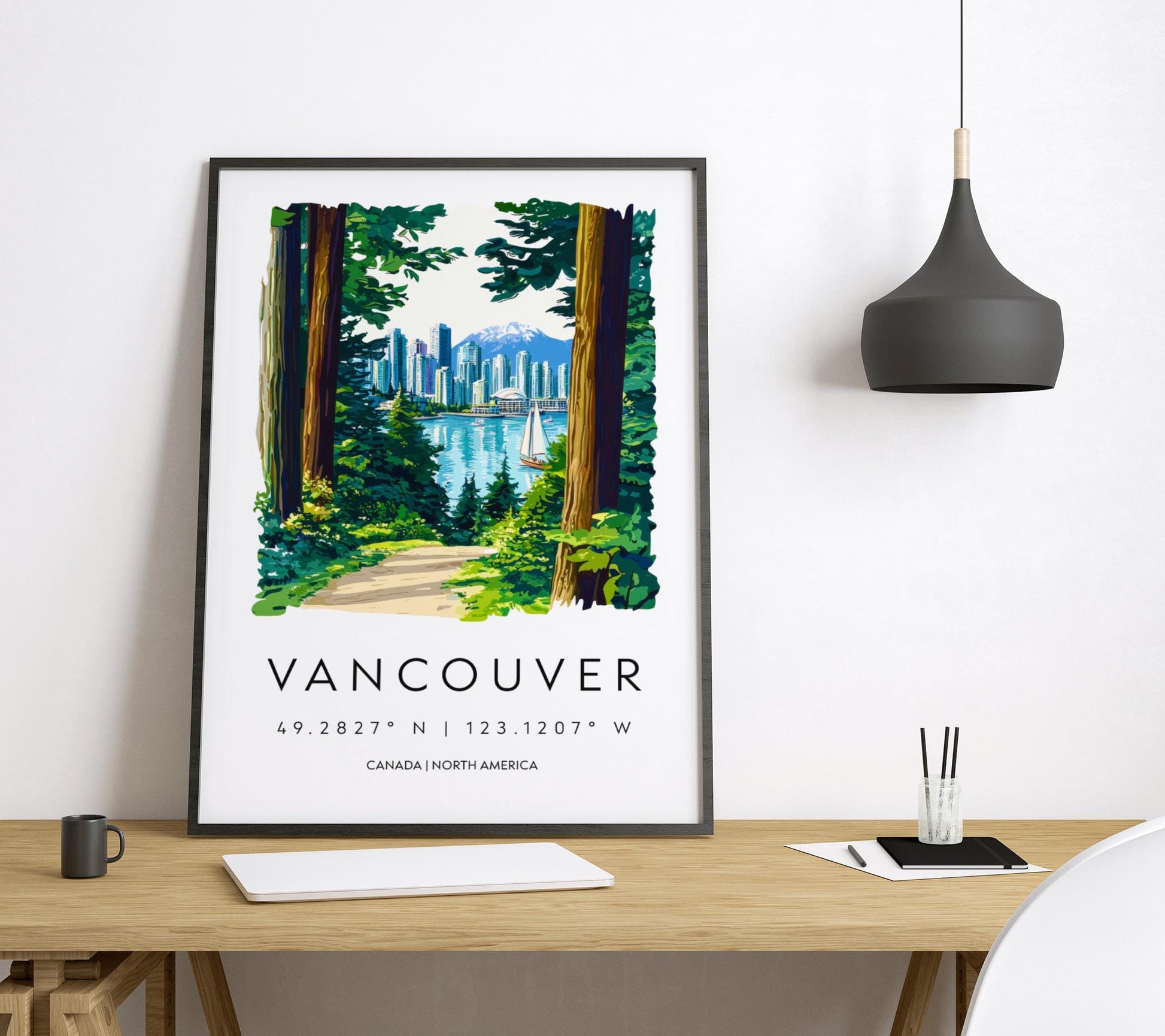 Vancouver Watercolor Poster Wall Art Vancouver Wall Hanging Home Décor Vancouver Gift Art Lovers Canada Wall Art
