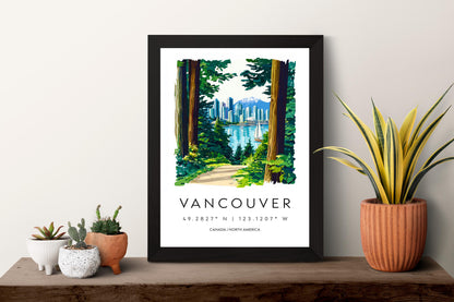 Vancouver Watercolor Poster Wall Art Vancouver Wall Hanging Home Décor Vancouver Gift Art Lovers Canada Wall Art