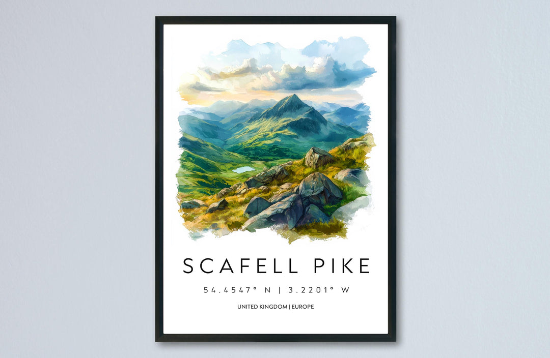 Scafell Pike Watercolor Poster Wall Art Scafell Pike Wall Hanging Home Décor Scafell Pike Gift Art Lovers United Kingdom Wall Art