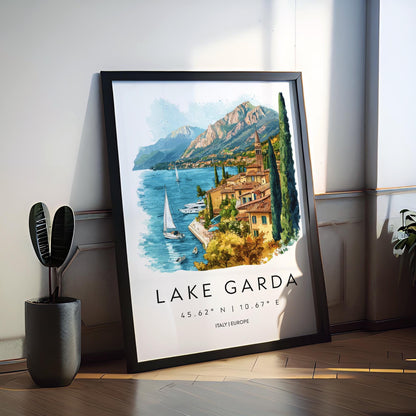 Lake Garda Watercolor Poster Wall Art Lake Garda Wall Hanging Home Décor Lake Garda Gift Art Lovers Italy Wall Art