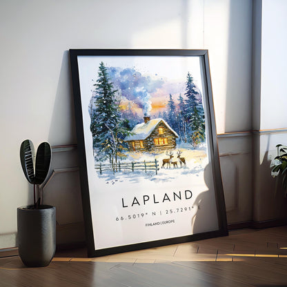 Lapland Watercolor Poster Wall Art Lapland Wall Hanging Home Décor Lapland Gift Art Lovers Finland Wall Art