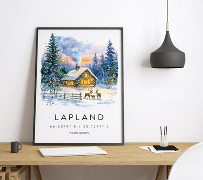 Lapland Watercolor Poster Wall Art Lapland Wall Hanging Home Décor Lapland Gift Art Lovers Finland Wall Art