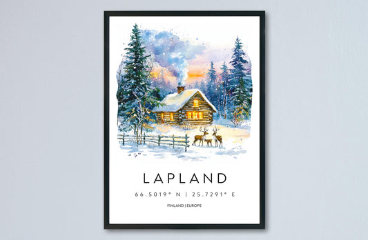 Lapland Watercolor Poster Wall Art Lapland Wall Hanging Home Décor Lapland Gift Art Lovers Finland Wall Art