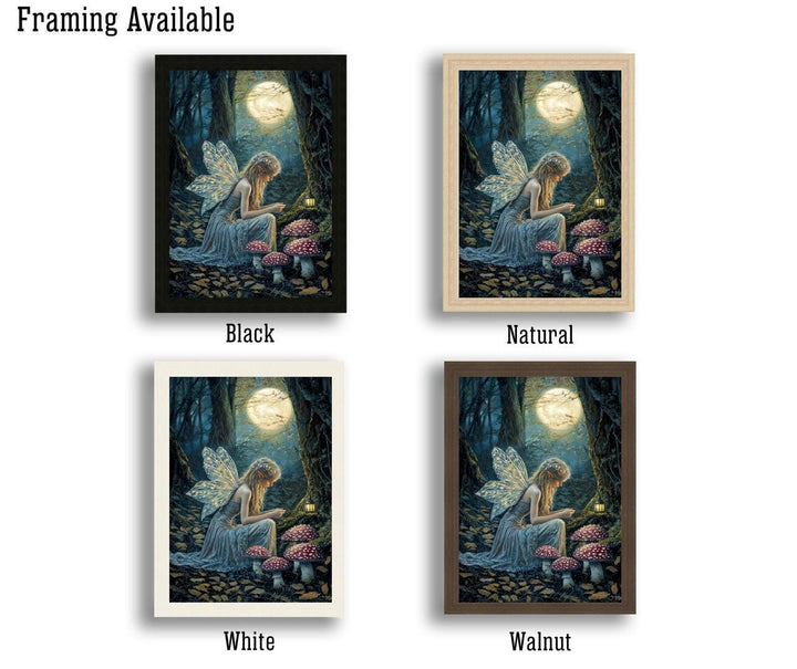 Fairy in Forest Poster Enchanted Woodland Artwork Magical Nature Illustration Cottagecore Wall Art Whimsical Fantasy Print Vintage Fairycore