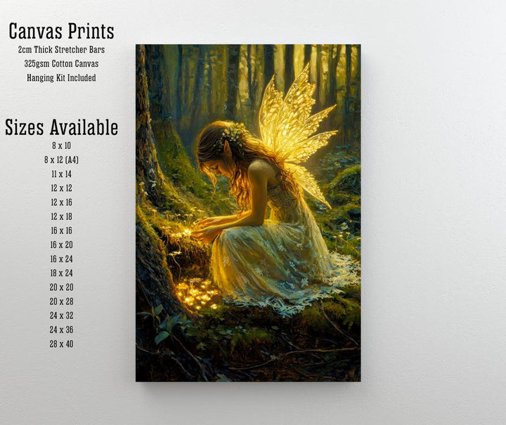 Fairy in Forest Poster Enchanted Woodland Artwork Magical Nature Illustration Cottagecore Wall Art Whimsical Fantasy Print Vintage Fairycore