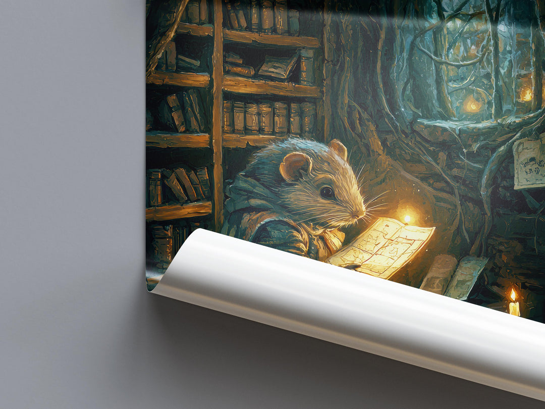 Mole in House Poster Whimsical Animal Artwork Cottagecore Wall Art Cozy Woodland Illustration Enchanted Nature Print Vintage Storybook