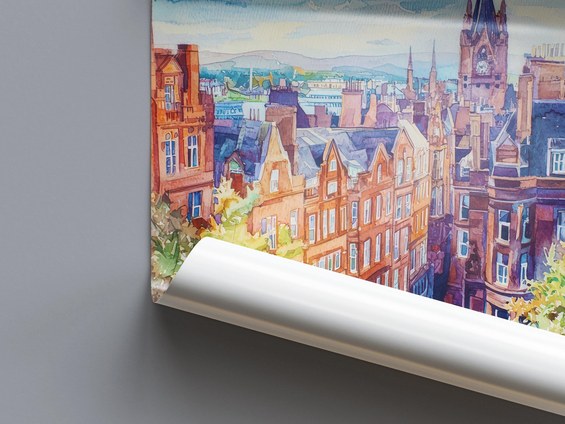 Glasgow watercolor poster Wall Art Glasgow Wall Hanging Home Décor Glasgow Gift Art Lovers Scotland Art Lover Gift Scotland wall art