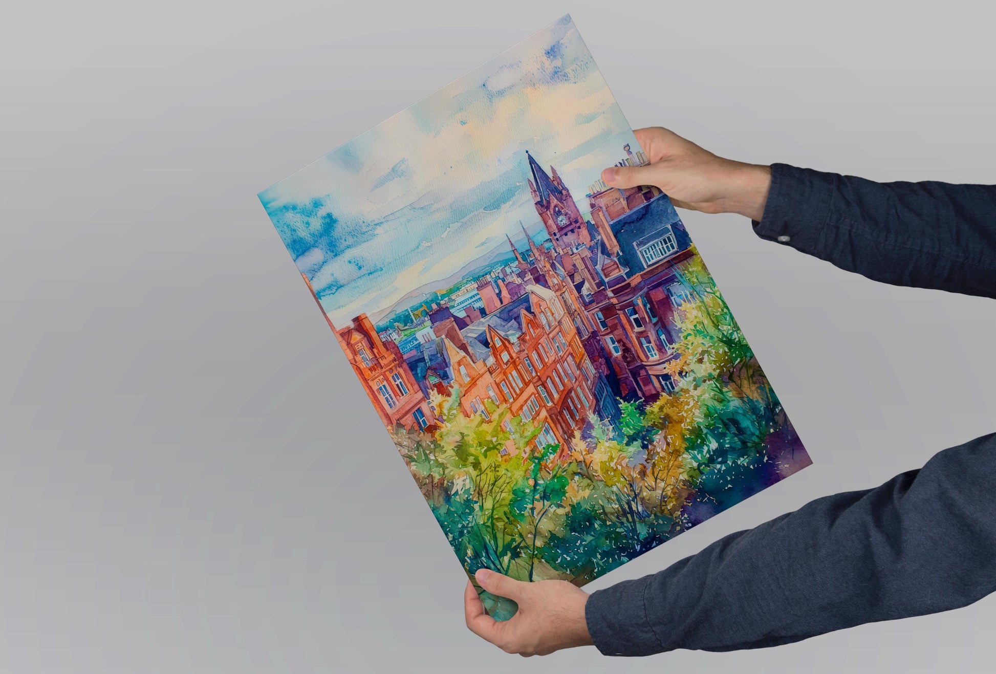 Glasgow watercolor poster Wall Art Glasgow Wall Hanging Home Décor Glasgow Gift Art Lovers Scotland Art Lover Gift Scotland wall art