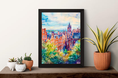 Glasgow watercolor poster Wall Art Glasgow Wall Hanging Home Décor Glasgow Gift Art Lovers Scotland Art Lover Gift Scotland wall art