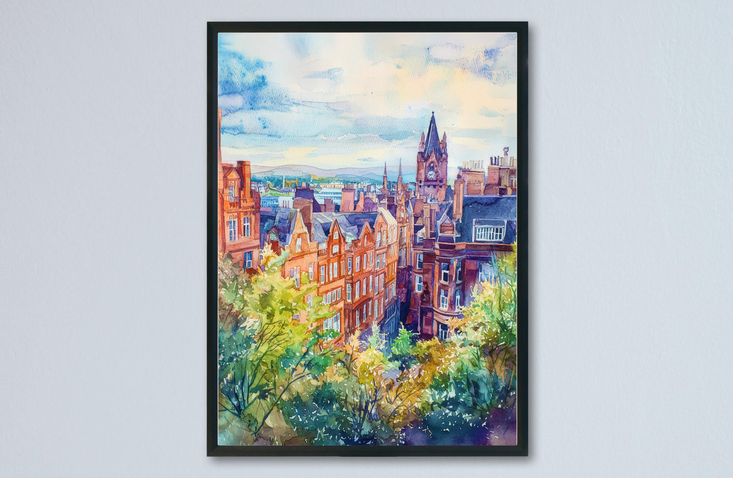 Glasgow watercolor poster Wall Art Glasgow Wall Hanging Home Décor Glasgow Gift Art Lovers Scotland Art Lover Gift Scotland wall art