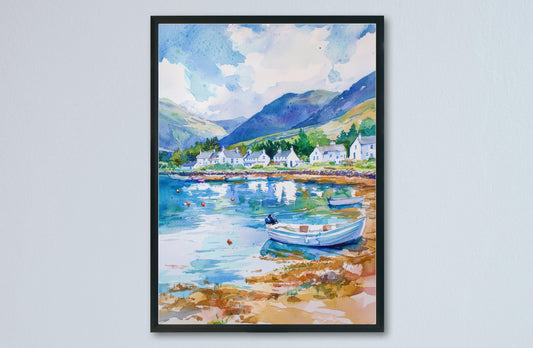 Ullapool watercolor poster Wall Art Ullapool Wall Hanging Home Décor Ullapool Gift Art Lovers Scotland Art Lover Gift Scotland wall art