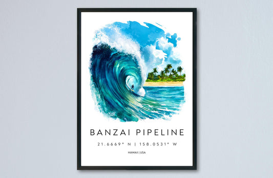 Banzai Pipeline watercolor poster Wall Art Banzai Pipeline Wall Hanging Home Décor Banzai Pipeline Gift Art Lovers Hawaii Art Lover Gift