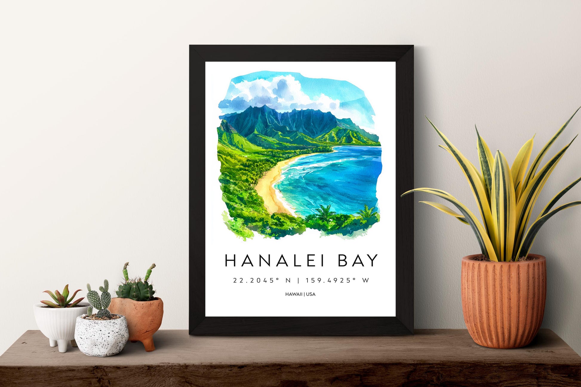 Hanalei Bay watercolor poster Wall Art Hanalei Bay Wall Hanging Home Décor Hanalei Bay Gift Art Lovers Hawaii Art Lover Gift Hawaii wall art