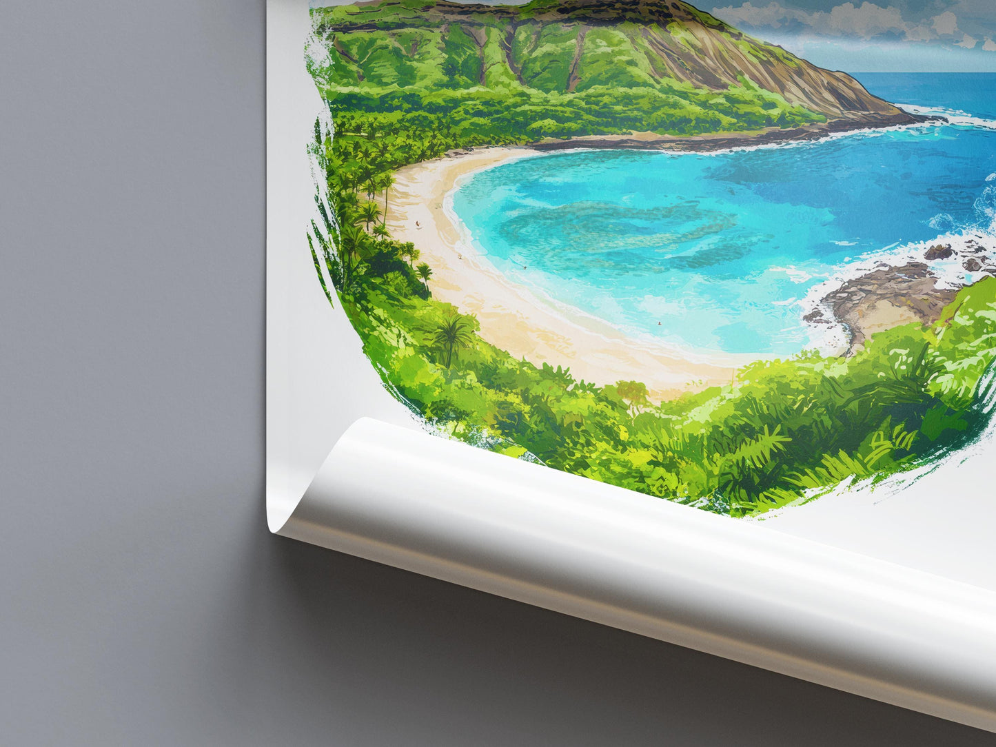 Hanauma Bay watercolor poster Wall Art Hanauma Bay Wall Hanging Home Décor Hanauma Bay Gift Art Lovers Hawaii Art Lover Gift Hawaii wall art