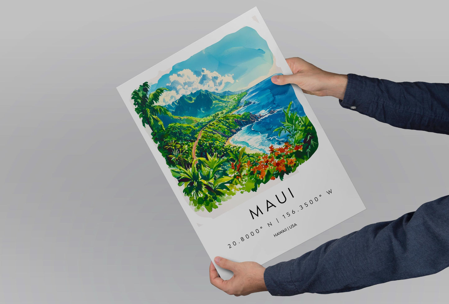 Maui watercolor poster Wall Art Maui Wall Hanging Home Décor Maui Gift Art Lovers Hawaii Art Lover Gift Hawaii wall art