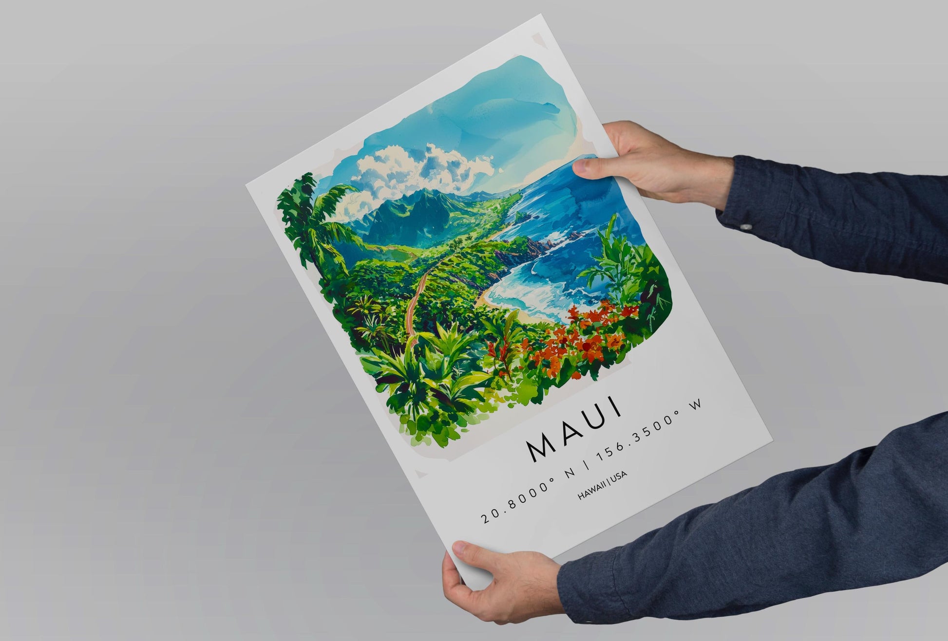 Maui watercolor poster Wall Art Maui Wall Hanging Home Décor Maui Gift Art Lovers Hawaii Art Lover Gift Hawaii wall art