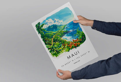 Maui watercolor poster Wall Art Maui Wall Hanging Home Décor Maui Gift Art Lovers Hawaii Art Lover Gift Hawaii wall art