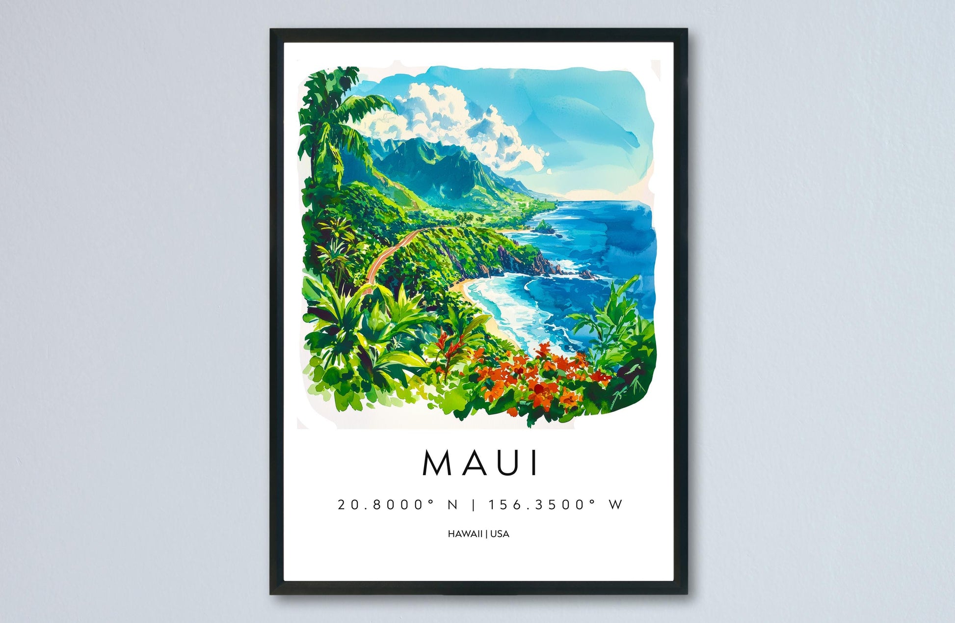 Maui watercolor poster Wall Art Maui Wall Hanging Home Décor Maui Gift Art Lovers Hawaii Art Lover Gift Hawaii wall art