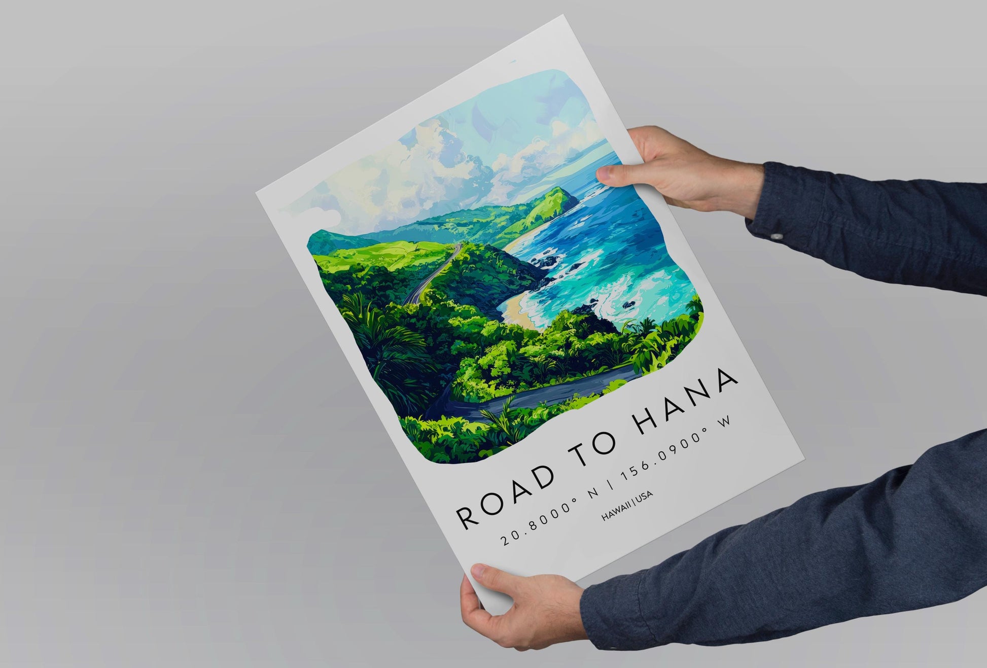 Road to Hana watercolor poster Wall Art Road to Hana Wall Hanging Home Décor Road to Hana Gift Art Lovers Hawaii Art Lover Gift Hawaii