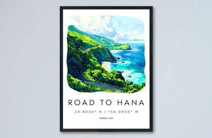 Road to Hana watercolor poster Wall Art Road to Hana Wall Hanging Home Décor Road to Hana Gift Art Lovers Hawaii Art Lover Gift Hawaii