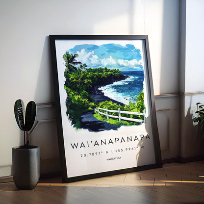 Wai'anapanapa watercolor poster Wall Art Wai'anapanapa Wall Hanging Home Décor Wai'anapanapa Gift Art Lovers Hawaii Art Lover Gift Hawaii