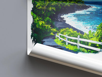 Wai'anapanapa watercolor poster Wall Art Wai'anapanapa Wall Hanging Home Décor Wai'anapanapa Gift Art Lovers Hawaii Art Lover Gift Hawaii