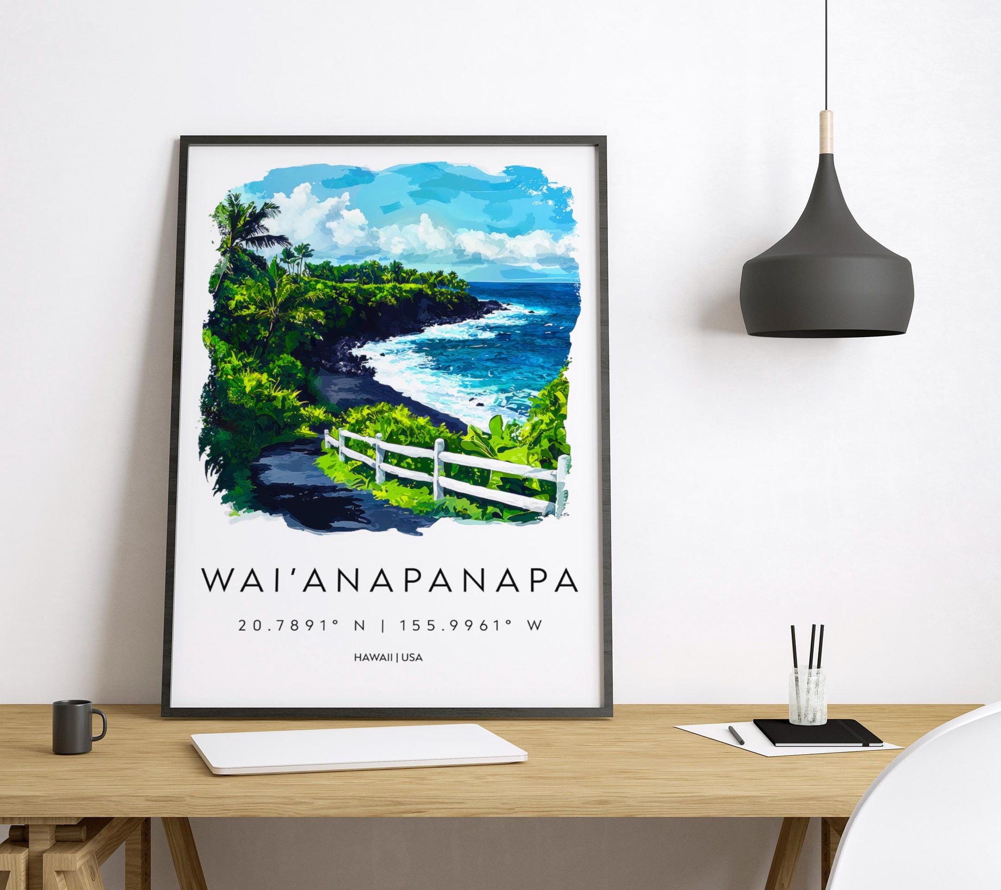 Wai'anapanapa watercolor poster Wall Art Wai'anapanapa Wall Hanging Home Décor Wai'anapanapa Gift Art Lovers Hawaii Art Lover Gift Hawaii