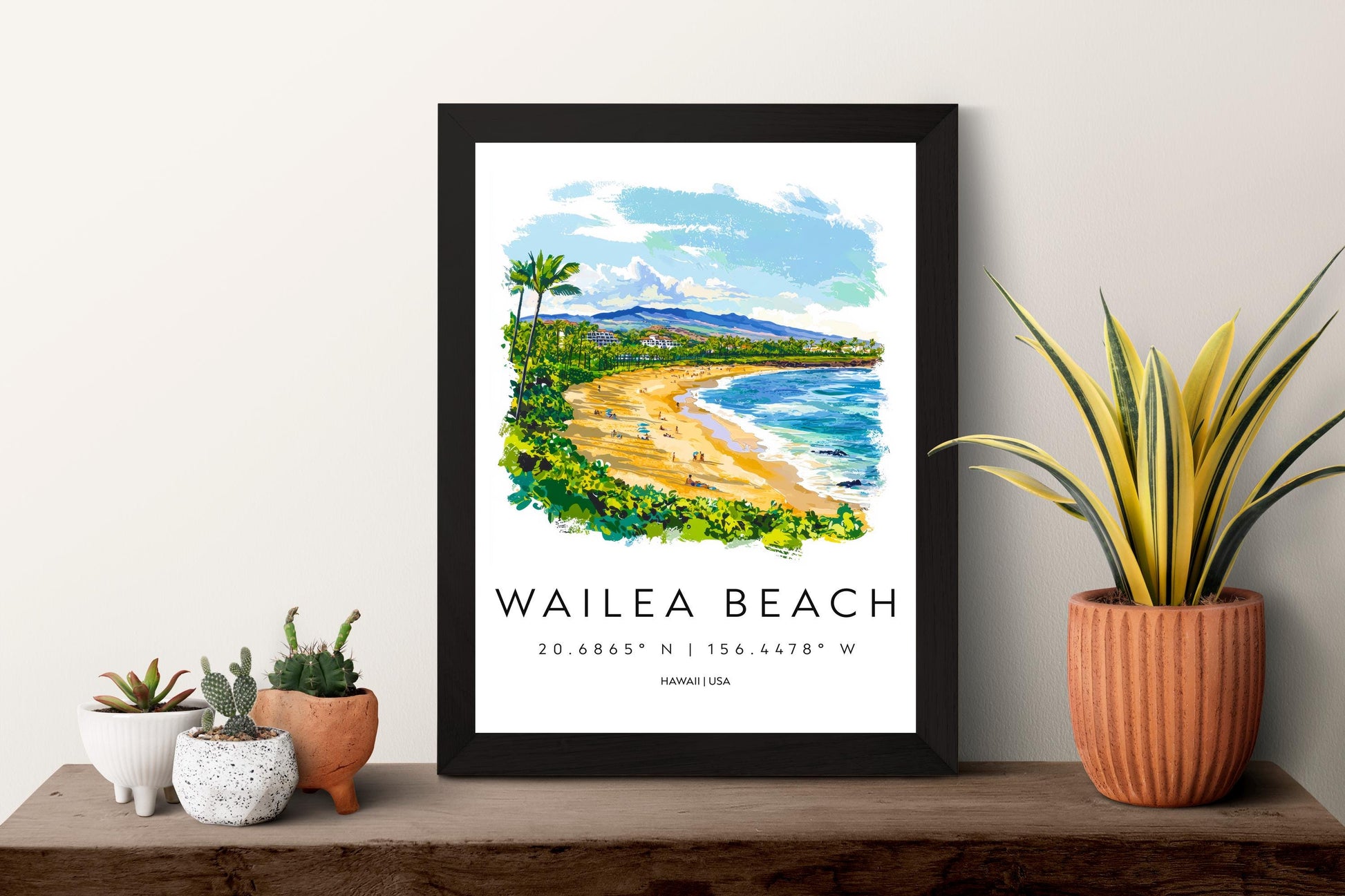 Wailea Beach watercolor poster Wall Art Wailea Beach Wall Hanging Home Décor Wailea Beach Gift Art Lovers Hawaii Art Lover Gift Hawaii
