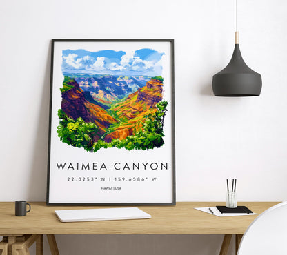 Waimea Canyon watercolor poster Wall Art Waimea Canyon Wall Hanging Home Décor Waimea Canyon Gift Art Lovers Hawaii Art Lover Gift