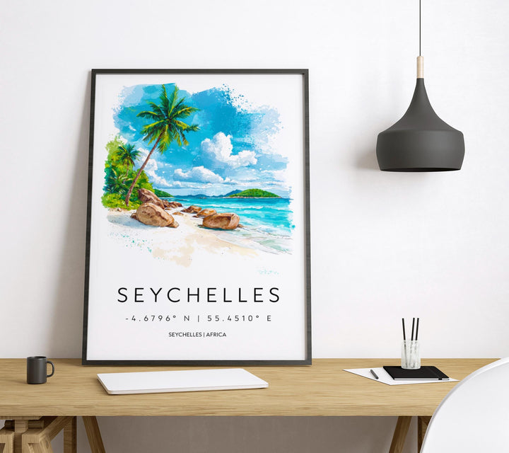 Seychelles Watercolor Poster Wall Art Seychelles Wall Hanging Home Décor Seychelles Gift Art Lovers Seychelles Wall Art