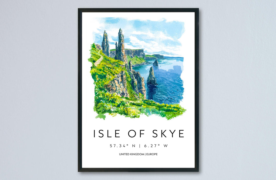 Isle of Skye Watercolor Poster Wall Art Isle of Skye Wall Hanging Home Décor Isle of Skye Gift Art Lovers Scotland Wall Art