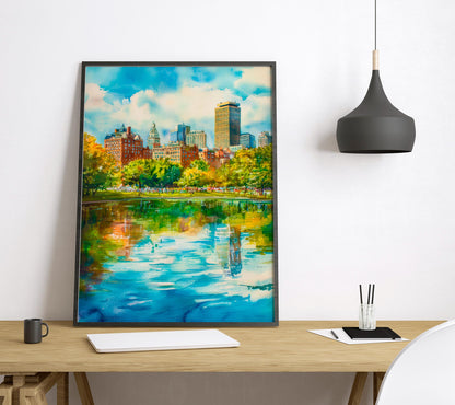 Boston watercolor poster Wall Art Boston Wall Hanging Home Décor Boston Gift Art Lovers Massachusetts Art Lover Gift Massachusetts wall art