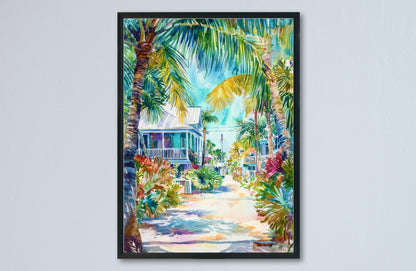 Key West watercolor poster Wall Art Key West Wall Hanging Home Décor Key West Gift Art Lovers Florida Art Lover Gift Florida wall art