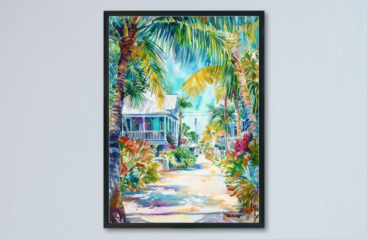 Key West watercolor poster Wall Art Key West Wall Hanging Home Décor Key West Gift Art Lovers Florida Art Lover Gift Florida wall art