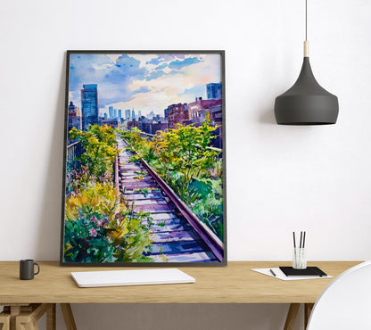 The High Line watercolor poster Wall Art The High Line Wall Hanging Home Décor The High Line Gift Art Lovers New York Art Lover Gift