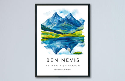 Ben Nevis Watercolor Poster Wall Art Ben Nevis Wall Hanging Home Décor Ben Nevis Gift Art Lovers Scotland Wall Art