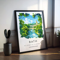 Bath Watercolor Poster Wall Art Bath Wall Hanging Home Décor Bath Gift Art Lovers United Kingdom Wall Art