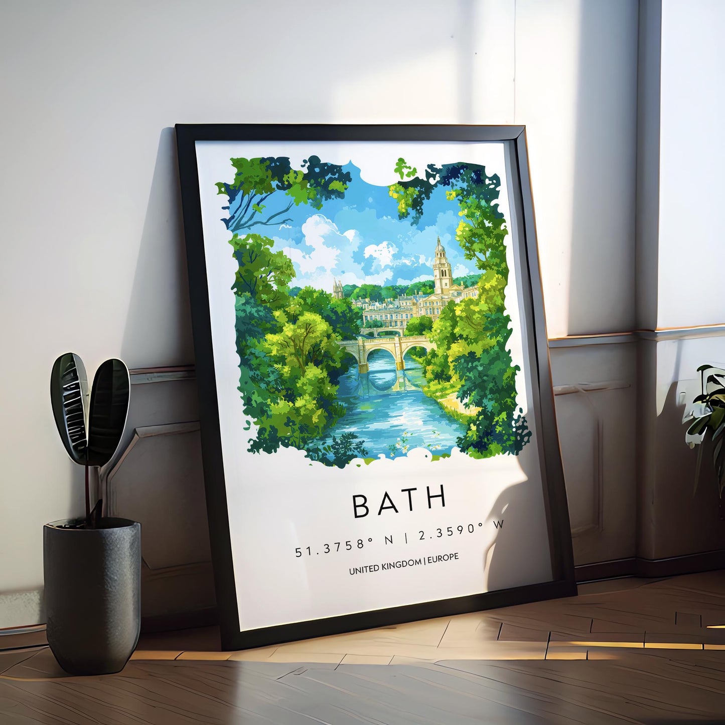 Bath Watercolor Poster Wall Art Bath Wall Hanging Home Décor Bath Gift Art Lovers United Kingdom Wall Art
