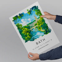 Bath Watercolor Poster Wall Art Bath Wall Hanging Home Décor Bath Gift Art Lovers United Kingdom Wall Art
