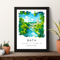 Bath Watercolor Poster Wall Art Bath Wall Hanging Home Décor Bath Gift Art Lovers United Kingdom Wall Art