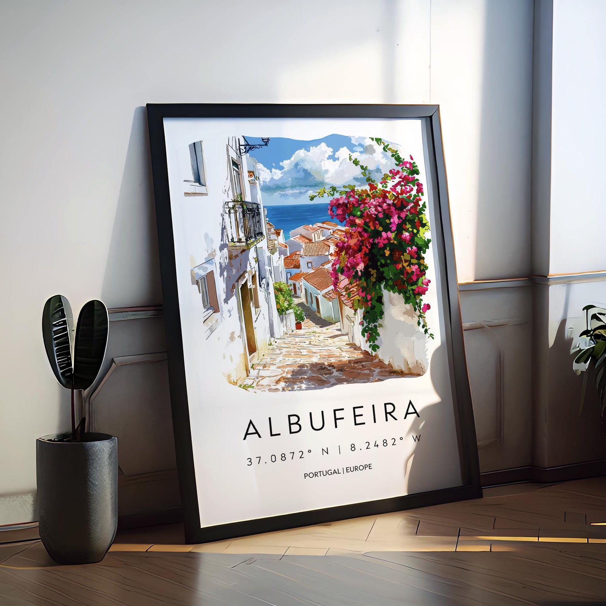 Albufeira Watercolor Poster Wall Art Albufeira Wall Hanging Home Décor Albufeira Gift Art Lovers Portugal Wall Art