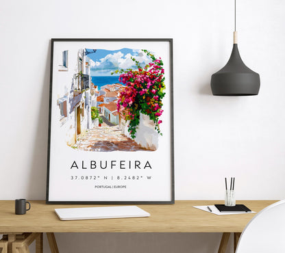 Albufeira Watercolor Poster Wall Art Albufeira Wall Hanging Home Décor Albufeira Gift Art Lovers Portugal Wall Art