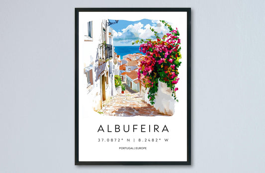 Albufeira Watercolor Poster Wall Art Albufeira Wall Hanging Home Décor Albufeira Gift Art Lovers Portugal Wall Art