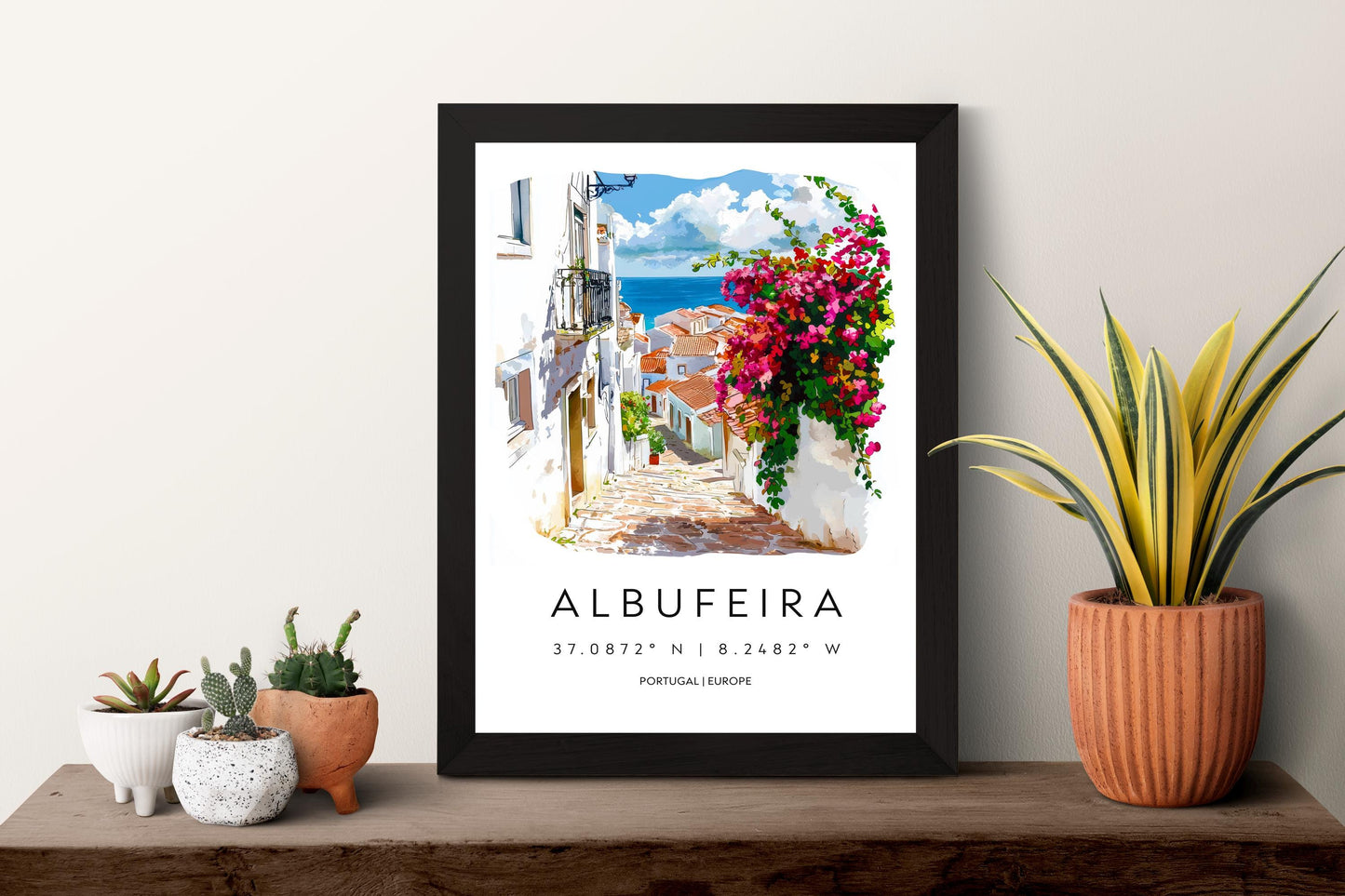 Albufeira Watercolor Poster Wall Art Albufeira Wall Hanging Home Décor Albufeira Gift Art Lovers Portugal Wall Art