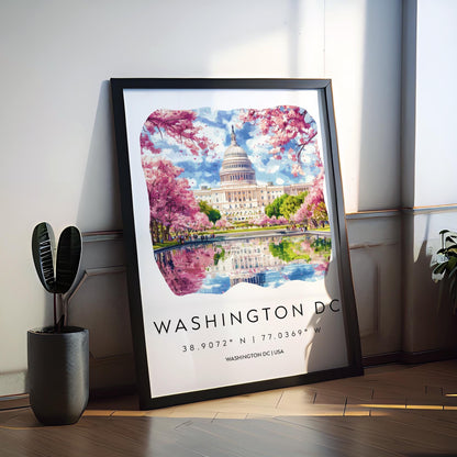 Washington D.C. Watercolor Poster Wall Art Washington D.C. Wall Hanging Home Décor Washington D.C. Gift Art Lovers United States Wall Art