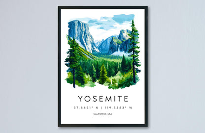 Yosemite Watercolor Poster Wall Art Yosemite Wall Hanging Home Décor Yosemite Gift Art Lovers United States Wall Art