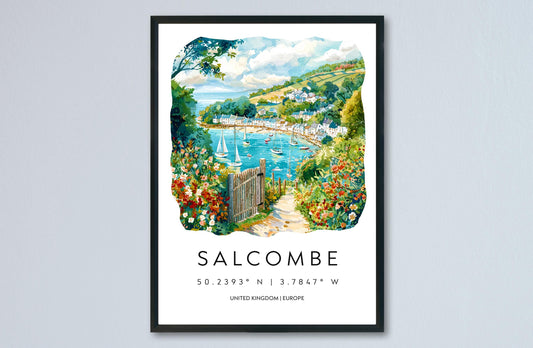Salcombe Watercolor Poster Wall Art Salcombe Wall Hanging Home Décor Salcombe Gift Art Lovers United Kingdom Wall Art