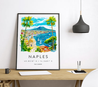 Naples Watercolor Poster Wall Art Naples Wall Hanging Home Décor Naples Gift Art Lovers Italy Wall Art