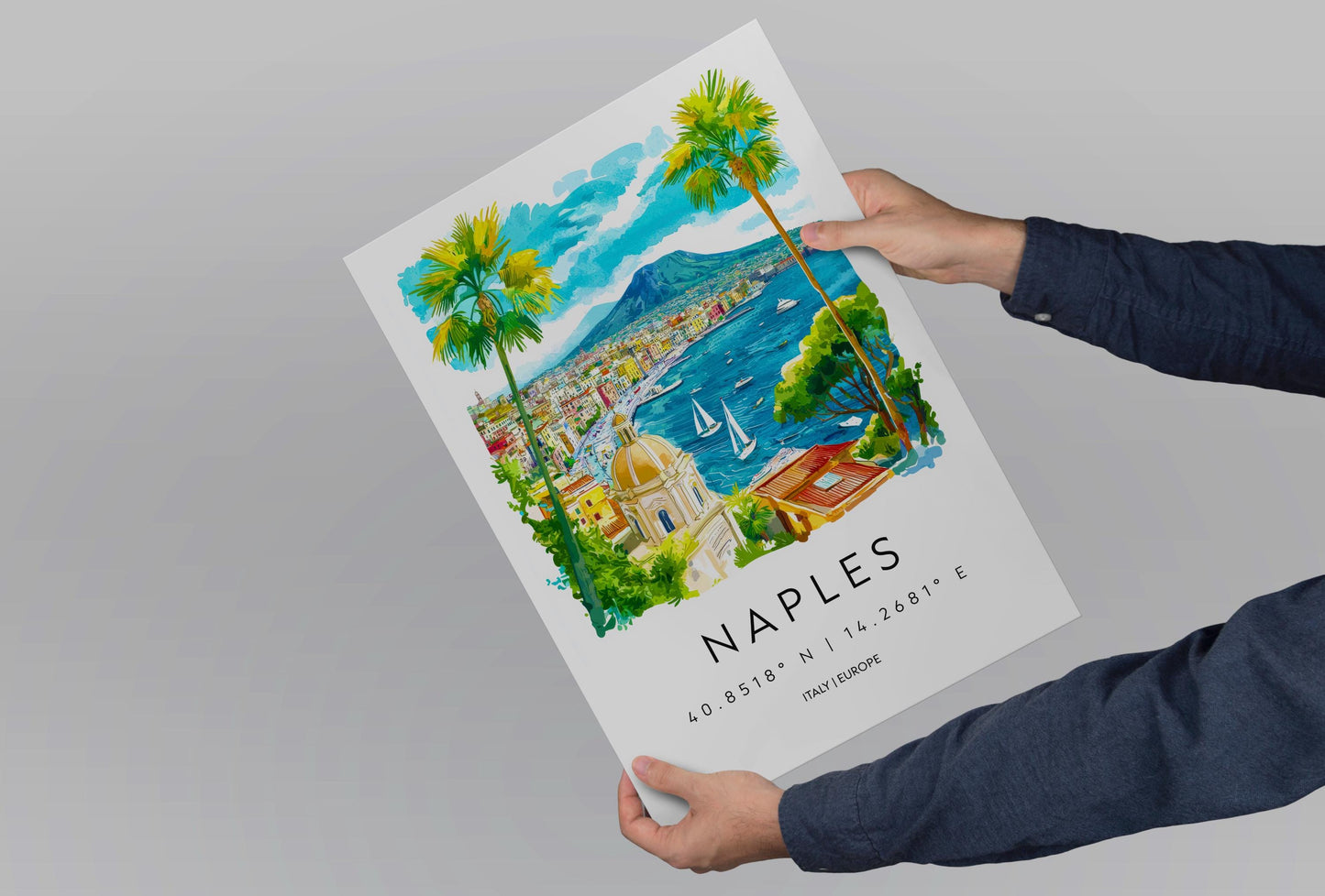 Naples Watercolor Poster Wall Art Naples Wall Hanging Home Décor Naples Gift Art Lovers Italy Wall Art